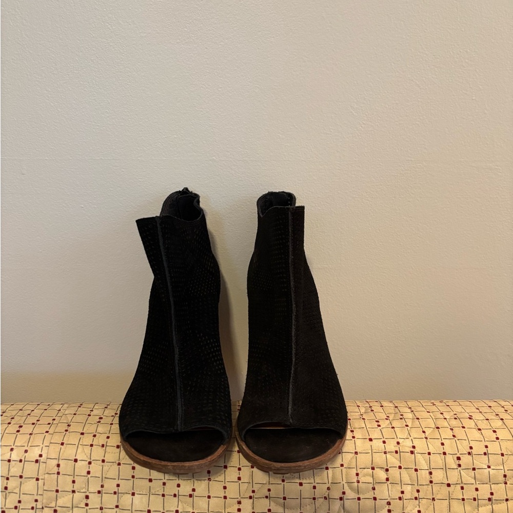Lucky Brand Black Peep-Toe Ankle Booties